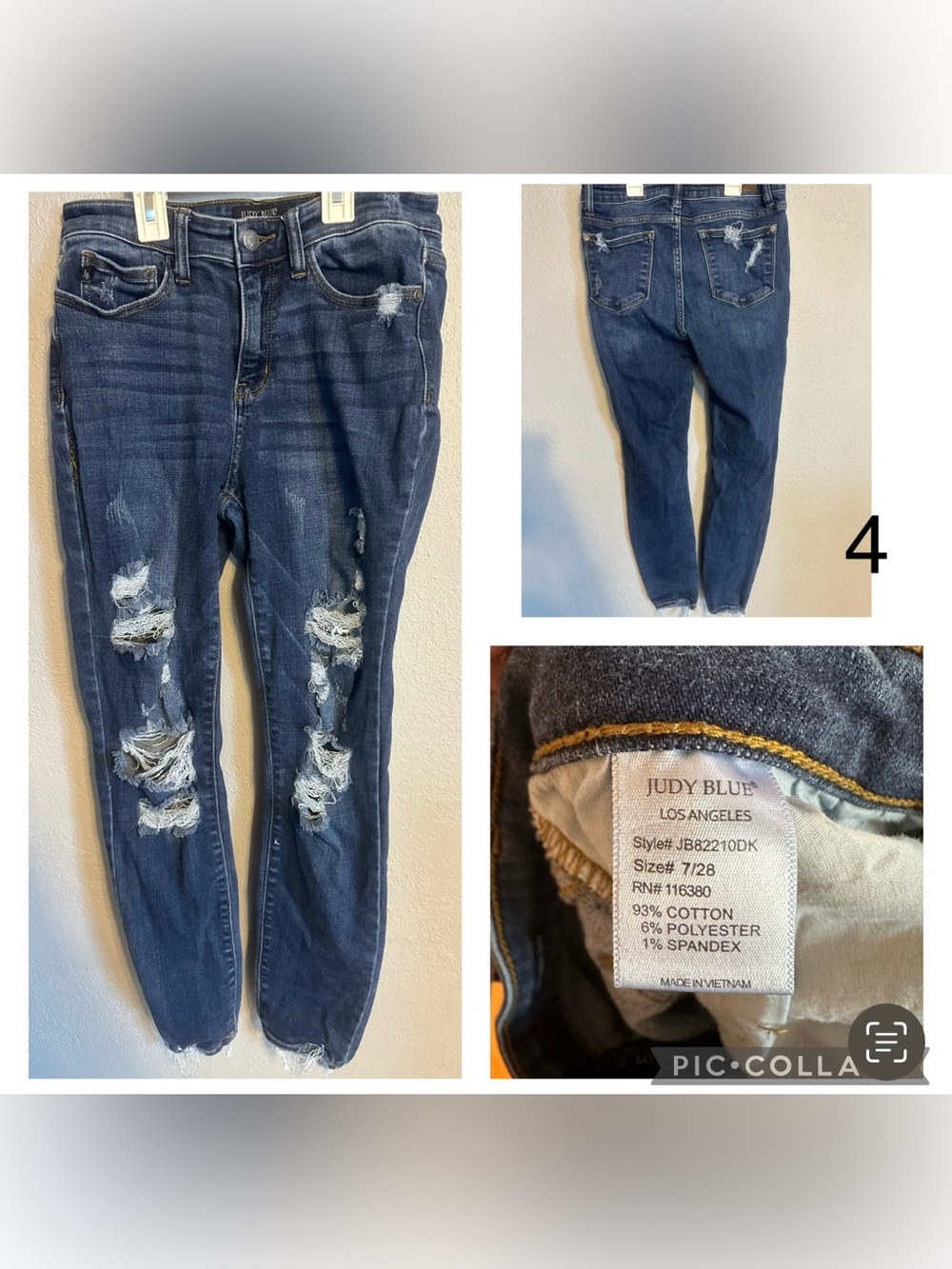 Judy Blue Dark Indigo Distressed Skinny Jeans